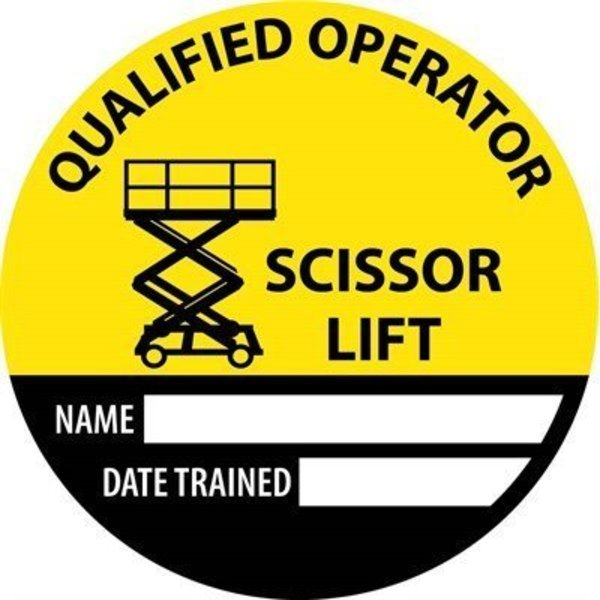 Nmc Safety Trained Scissor Lift Name Date Trained Hard Hat Label, Pk25, HH148R HH148R
